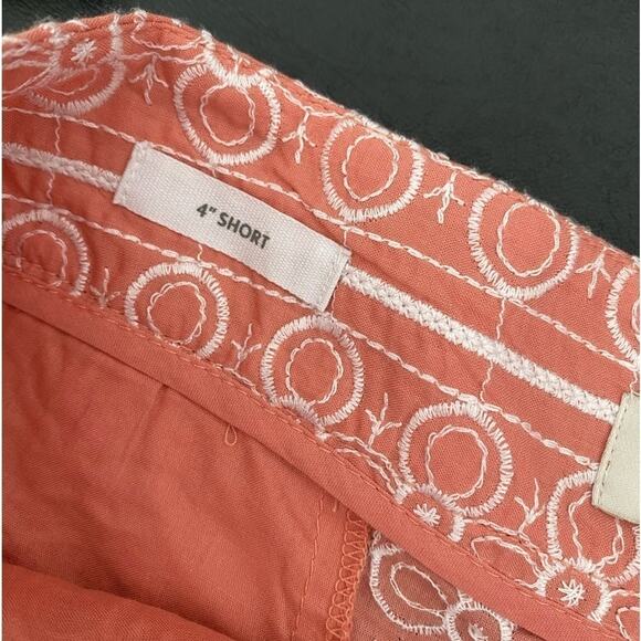 Loft BOHO Womens 8 Cottagecore Pink and White Embroidered 4" Shorts Beach Travel - Picture 10 of 11